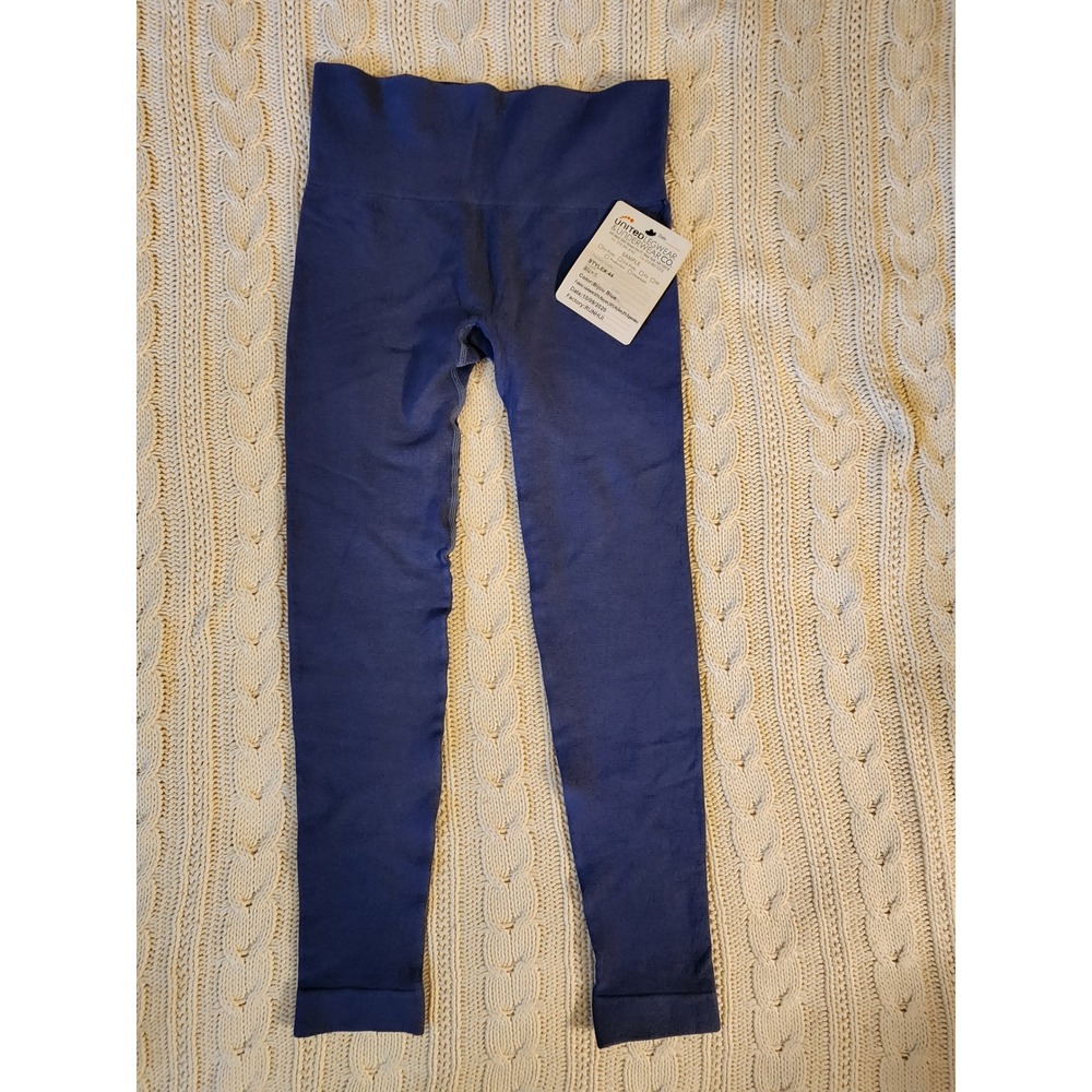 Rare United Legwear Co Design Sample Ribbed Leggings Bijou Blue Women's Size L